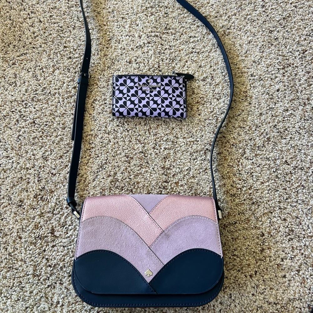 Elegant Pink and Navy Kate Spade Crossbody Bag